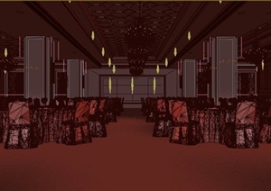 现代某酒店宴会厅宴宾厅设计3DMAX模型