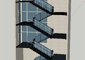 多层建筑楼梯节点设计SU(草图大师)模型