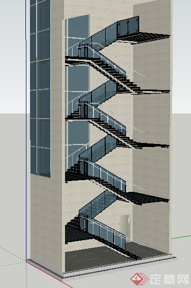 多层建筑楼梯节点设计su模型(2)