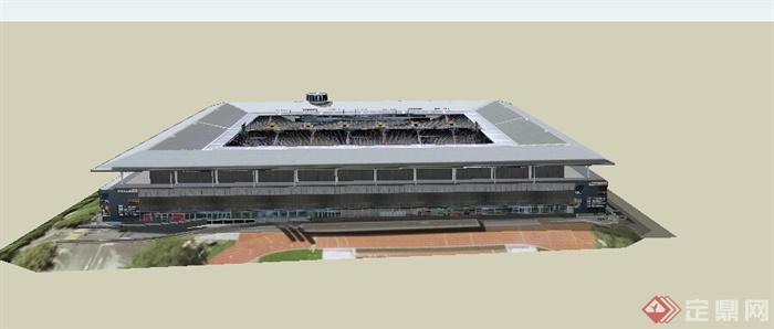 现代风格多层足球体育场建筑设计su模型(1)
