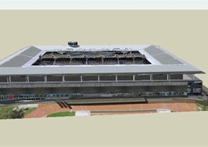 现代风格多层足球体育场建筑设计SU(草图大师)模型