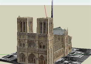 欧式风格多层教堂建筑设计SU(草图大师)模型