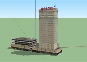 某高层商业建筑楼SU(草图大师)模型参考