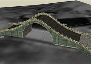 某中式园桥拱桥设计SU(草图大师)模型素材