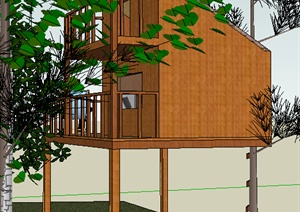 现代风格树屋景观建筑设计SU(草图大师)模型