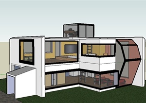某居住建筑设计SU(草图大师)模型素材（含室内设计）