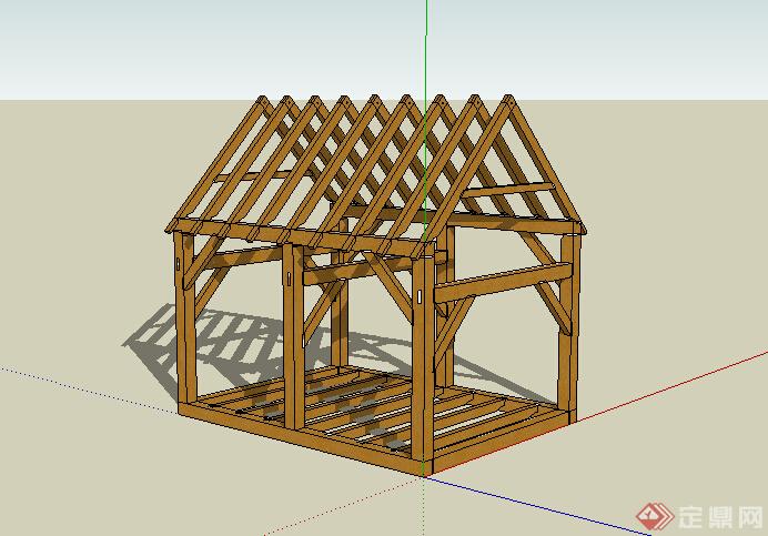 某木质建筑结构设计SU模型素材