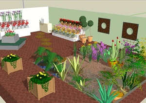 某个庭院小花园设计SU(草图大师)模型素材
