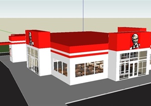 某KFC餐厅建筑及室内设计SU(草图大师)模型（附带一条公路设计）
