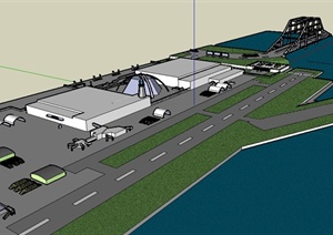 某城市小型海上机场建筑设计SU(草图大师)模型