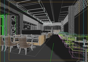 某现代商业餐厅室内装饰设计3DMAX模型