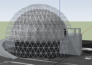 现代风格球体造型展馆建筑设计SU(草图大师)模型