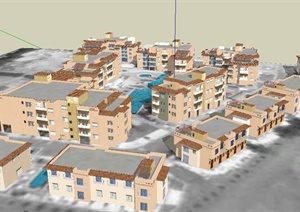 某多栋居住建筑楼房设计SU(草图大师)模型素材