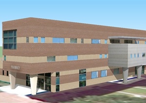 现代风格三层健康中心疗养建筑设计SU(草图大师)模型
