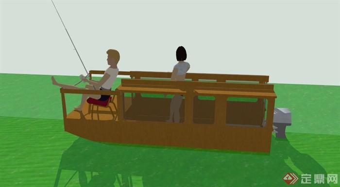 某木制口琴式小船设计SU模型(1)