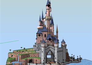 某美式风格迪斯尼城堡建筑设计SU(草图大师)模型