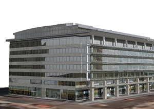 现代风格八层沿街购物中心商业建筑设计SU(草图大师)模型