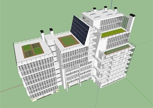 某带屋花园商场建筑设计SU(草图大师)模型