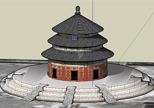 某古典中式天坛祈年殿建筑设计SU(草图大师)模型