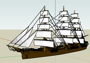 轮船交通工具设计SU(草图大师)模型