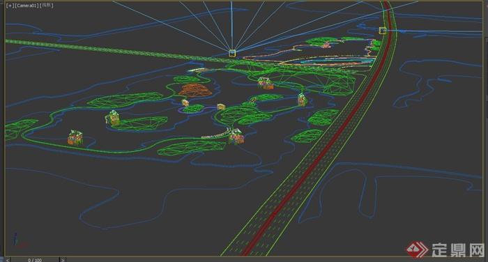 某道路以及周边景观设计3DMAX模型(2)