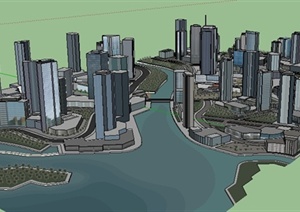 某现代风格滨水城市建设建筑设计SU(草图大师)模型