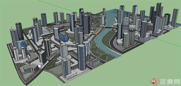 某现代风格滨水城市建设建筑设计SU模型(2)