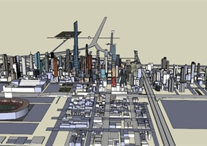 现代某城市住宅和办公建筑设计SU(草图大师)模型