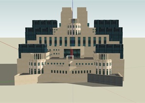 欧式某中央行政大楼建筑设计SU(草图大师)模型