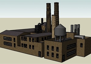 某砖砌工业厂房建筑设计SU(草图大师)模型