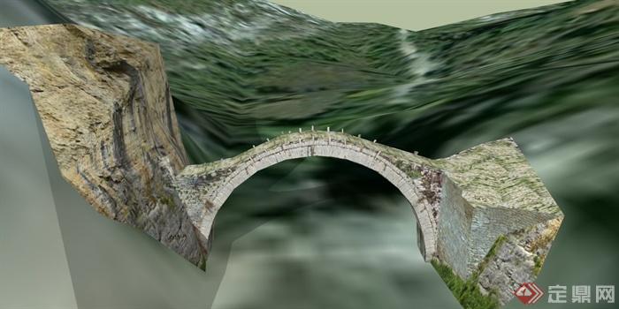 某郊外自然石拱桥设计SU模型(1)