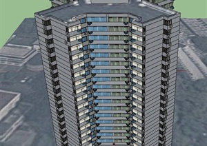 某蝶形住宅楼建筑设计SU(草图大师)模型