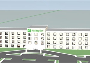 某现代四层教学楼建筑设计SU(草图大师)模型