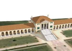 意大利某贵族别墅建筑设计SU(草图大师)模型