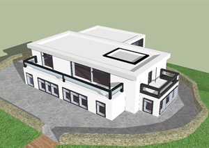 某双层别墅楼建筑设计SU(草图大师)模型