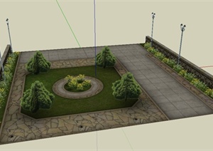 某园林景观公共绿化景观节点设计SU(草图大师)模型