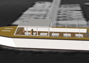 某木制交通工具船设计SU(草图大师)模型
