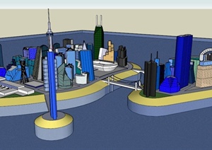 某现代小岛城市建筑设计SU(草图大师)模型