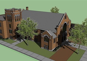 某欧式教堂建筑设计SU(草图大师)模型1