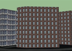 多栋办公和住宅建筑设计SU(草图大师)模型