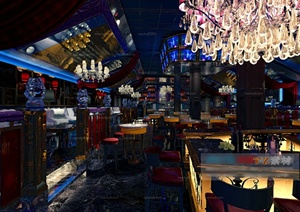 现代某酒吧室内装修装饰设计3DMAX模型