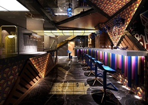 某现代风格酒吧室内装修装饰设计3DMAX模型