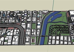 现代某城市建筑规划设计SU(草图大师)模型