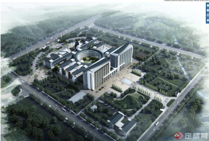 现代某地人民医院整体规划建筑设计方案(2)