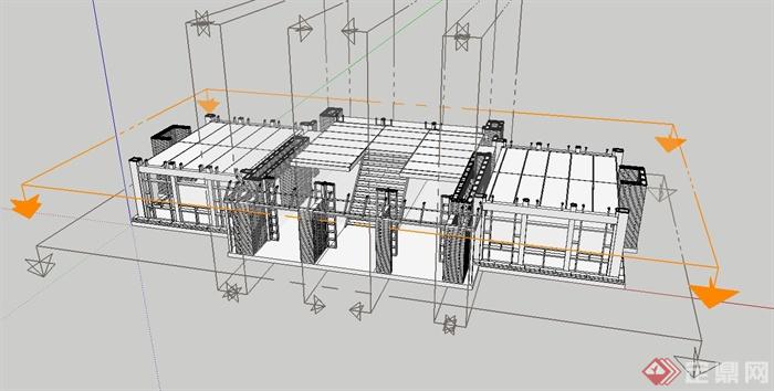 某建筑内部框架结构设计SU模型(1)