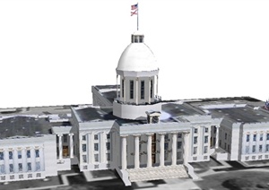 欧式风格亚拉巴马州议会大厦建筑设计SU(草图大师)模型