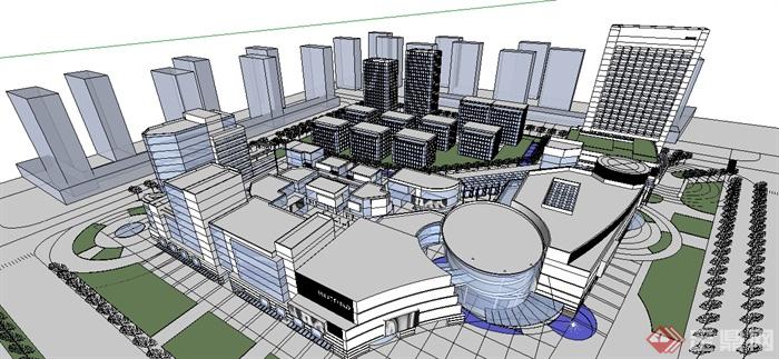 某城市商业商务中心建筑设计SU模型(2)