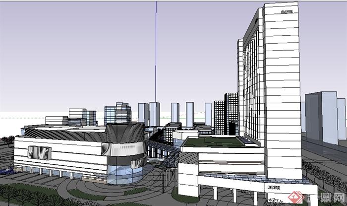 某城市商业商务中心建筑设计SU模型(4)