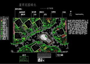 某屋顶花园景观绿化设计CAD平面图