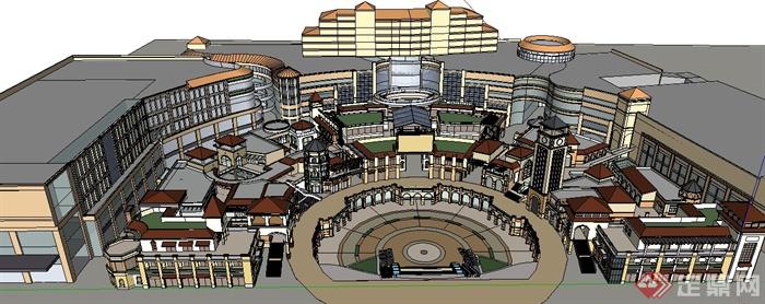 某简欧风格购物广场商业建筑设计SU模型(2)